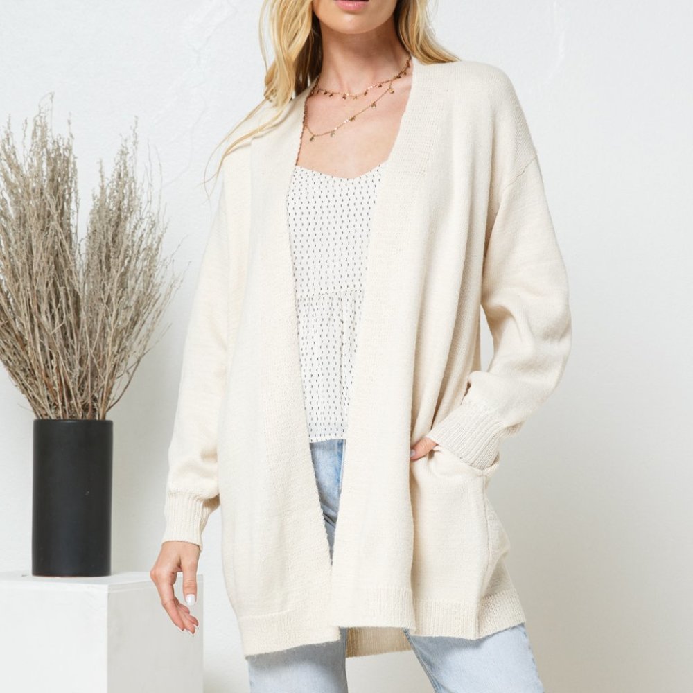 Soft Yarn Open Cardigan with Pockets
